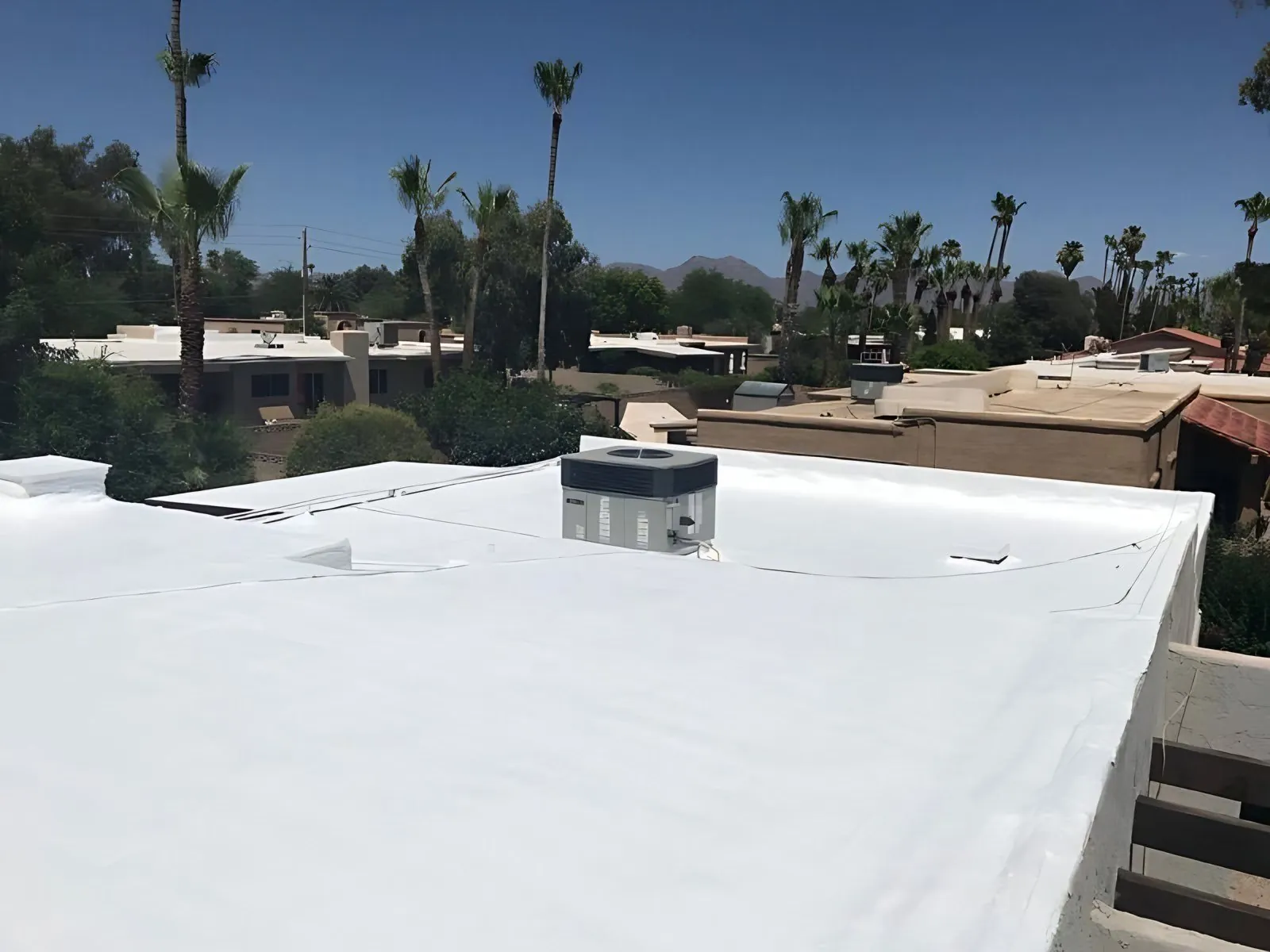 Spray foam roof with a protective coating, installed by Payne Roofing